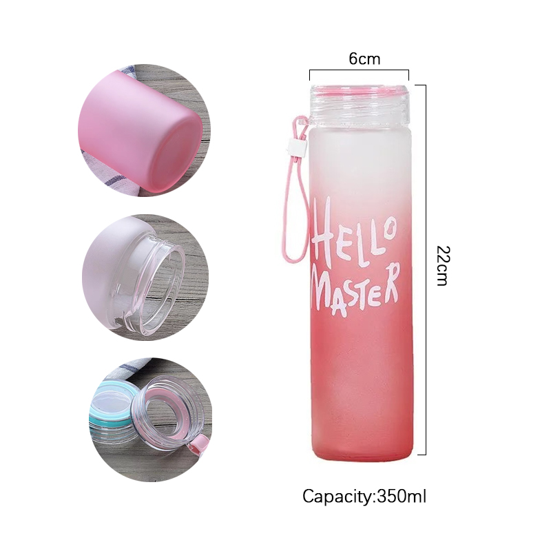 Outdoor Sport Glass Water Bottle - Vaso deportivo con letras de silicona