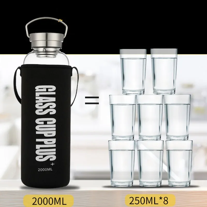 Botella de agua de vidrio de 2 - Outdoor Sport Glass Water Bottle reseña y precio